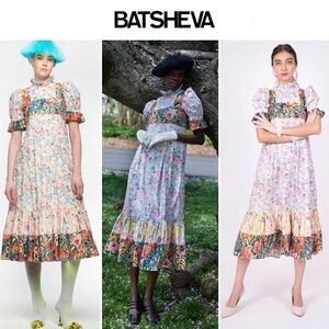 BATSHEVA Ruthin Floral Print Ruffle Dress sz 0 300$